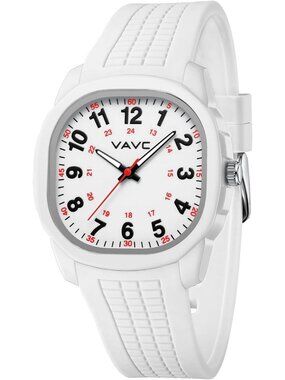 Women's White Comfortable Lightweight Case Silicone Band Easy to Read Dial Watch